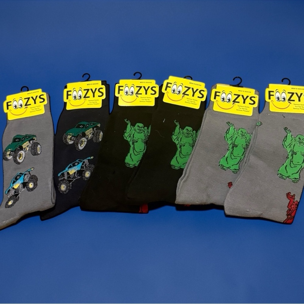 Foozys men’s fun socks 6 pairs size 11-13